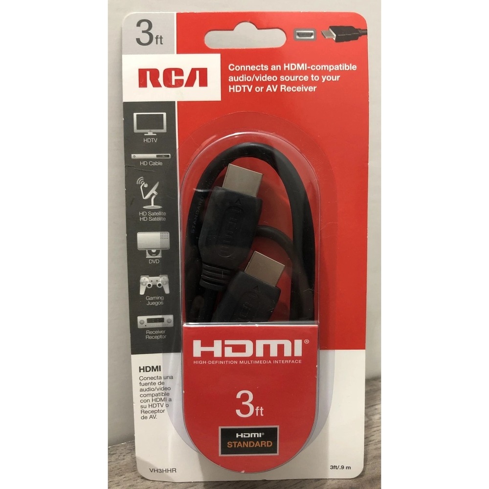 New RCA VH3HHR 3 Ft HDMI Cable - HDMI for Audio/Video Device, TV Game System